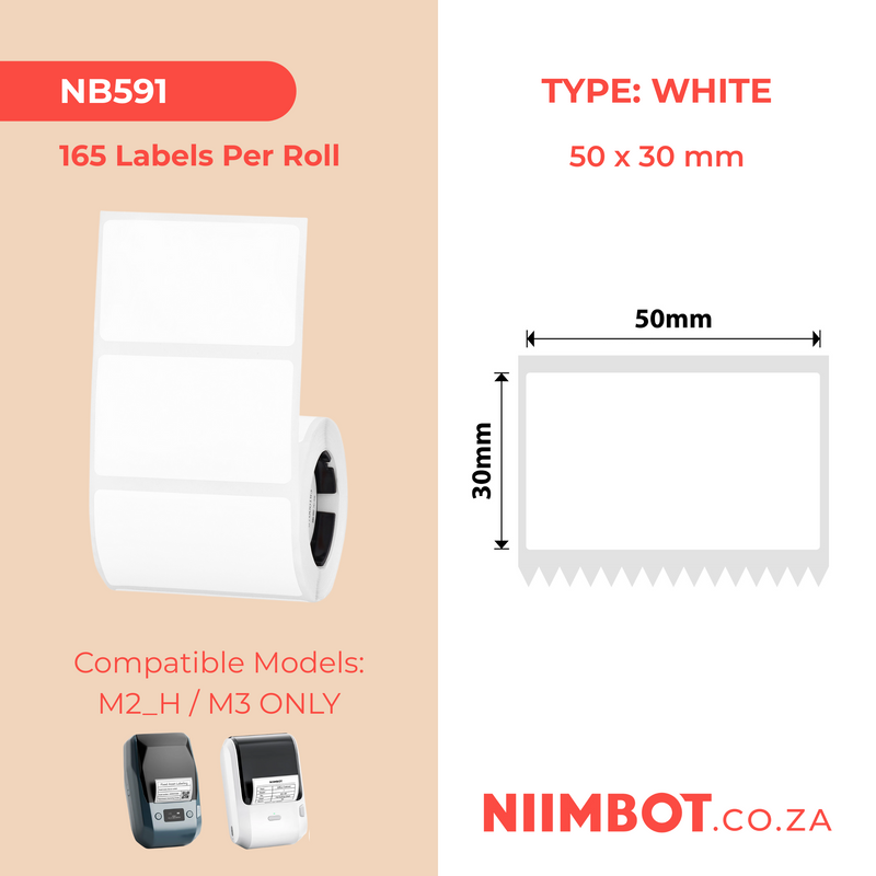 Niimbot White M2/M3 V50×30mm - 165 Thermal Transfer Labels