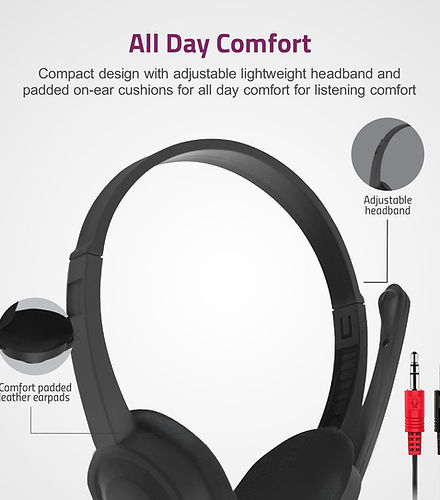 Astrum On-ear PC Headset With Mic Dual Aux | HS240