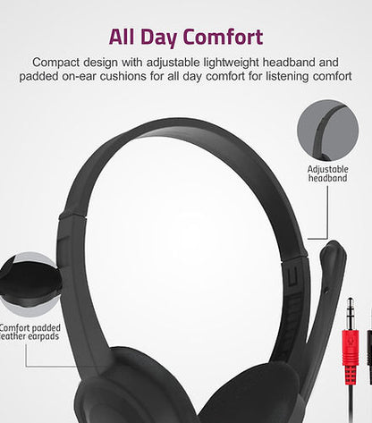 Astrum On-ear PC Headset With Mic Dual Aux | HS240