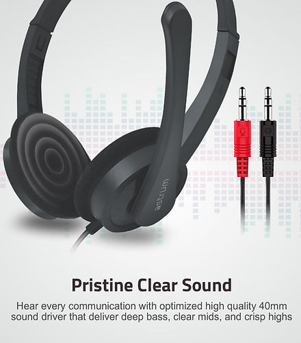 Astrum On-ear PC Headset With Mic Dual Aux | HS240