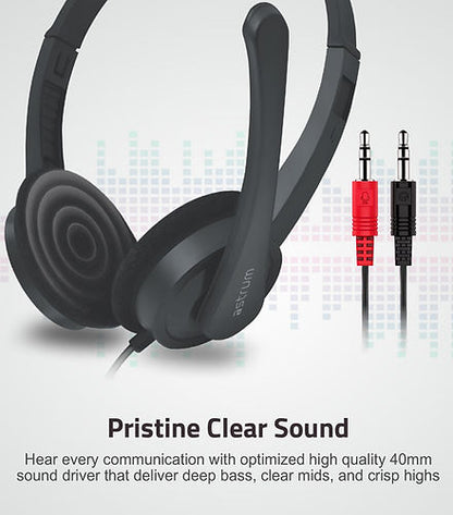 Astrum On-ear PC Headset With Mic Dual Aux | HS240