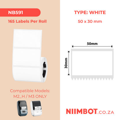 Niimbot White M2/M3 V50×30mm - 165 Thermal Transfer Labels